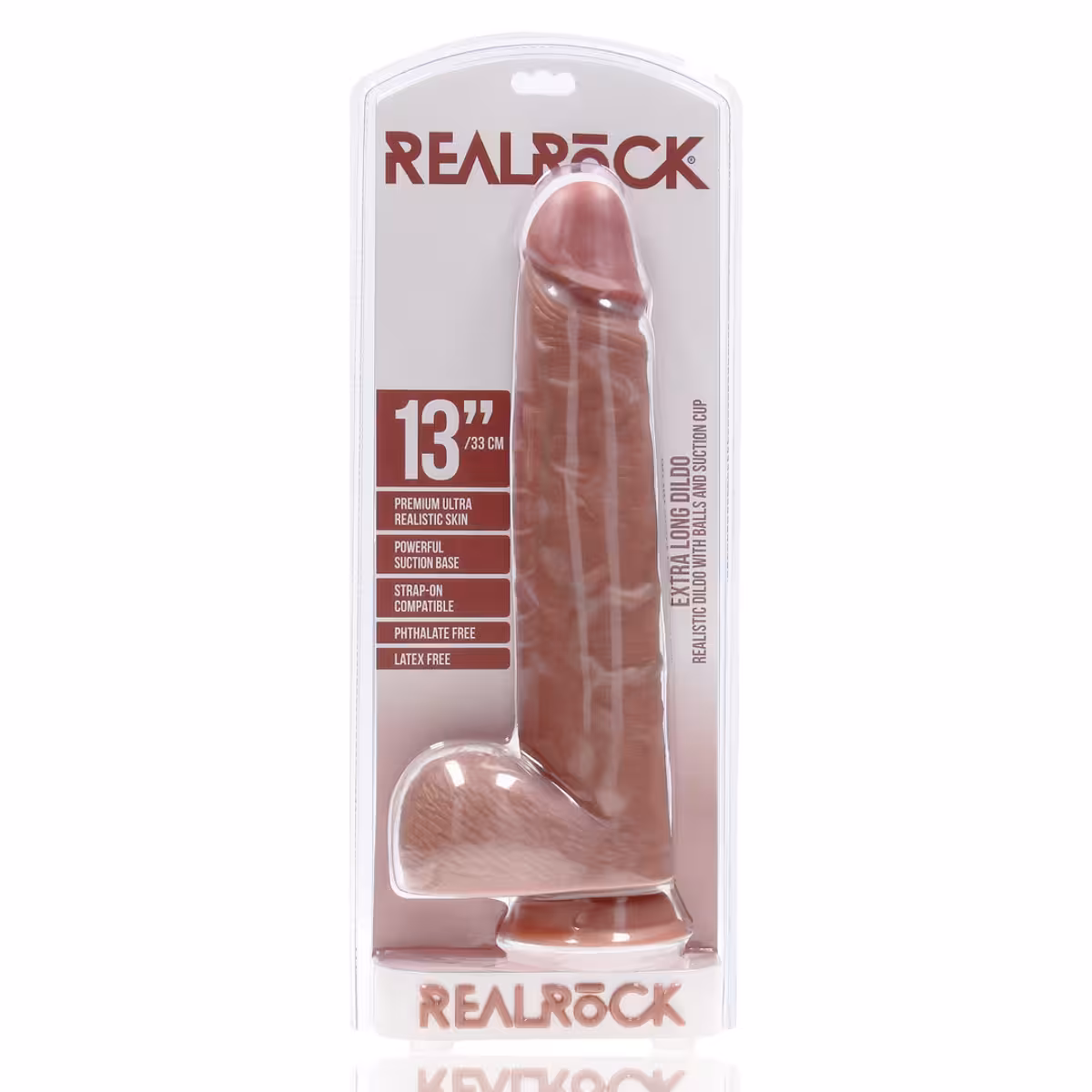 RealRock Extra Long Dildo With Balls Tan 13 Inch image 2
