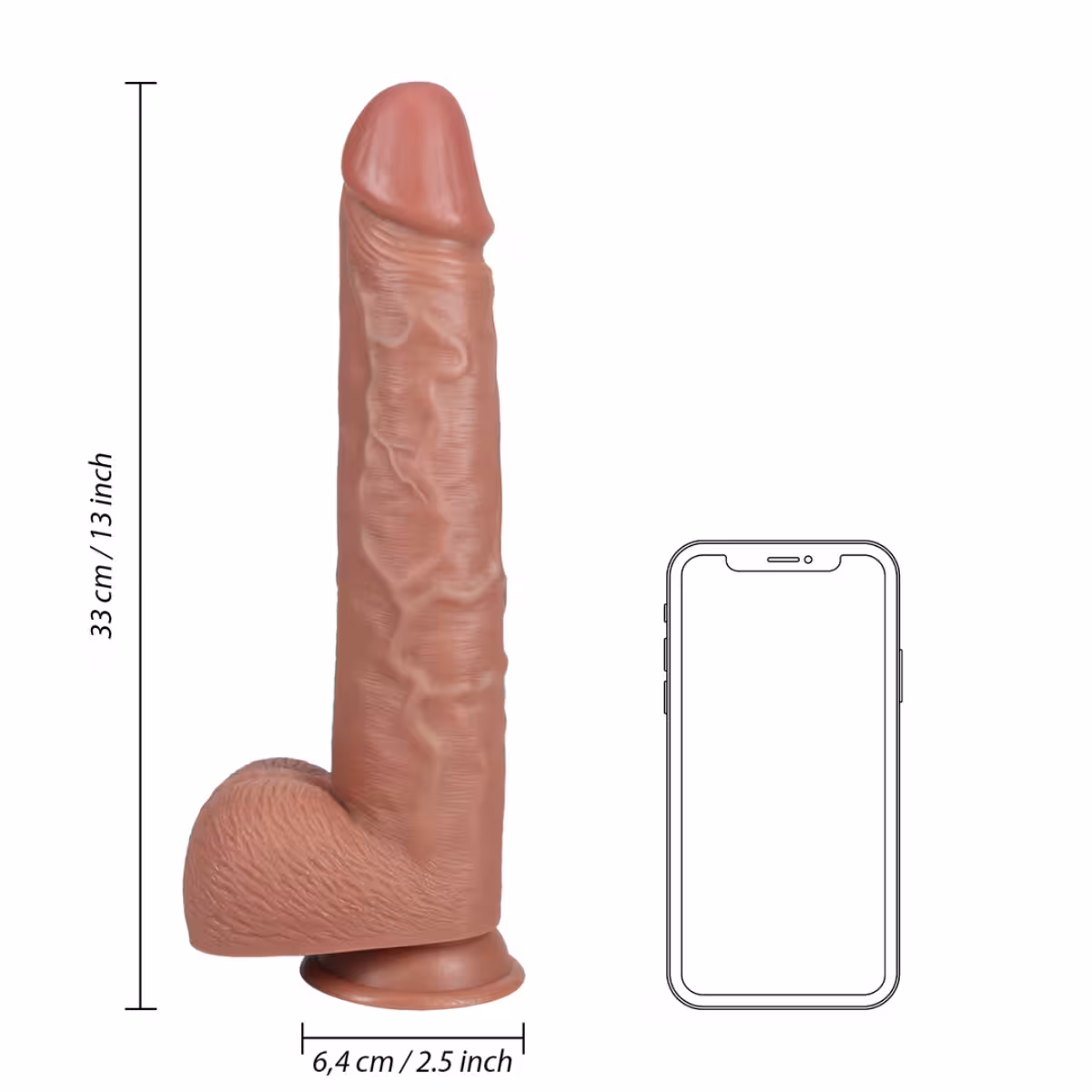 RealRock Extra Long Dildo With Balls Tan 13 Inch image 4
