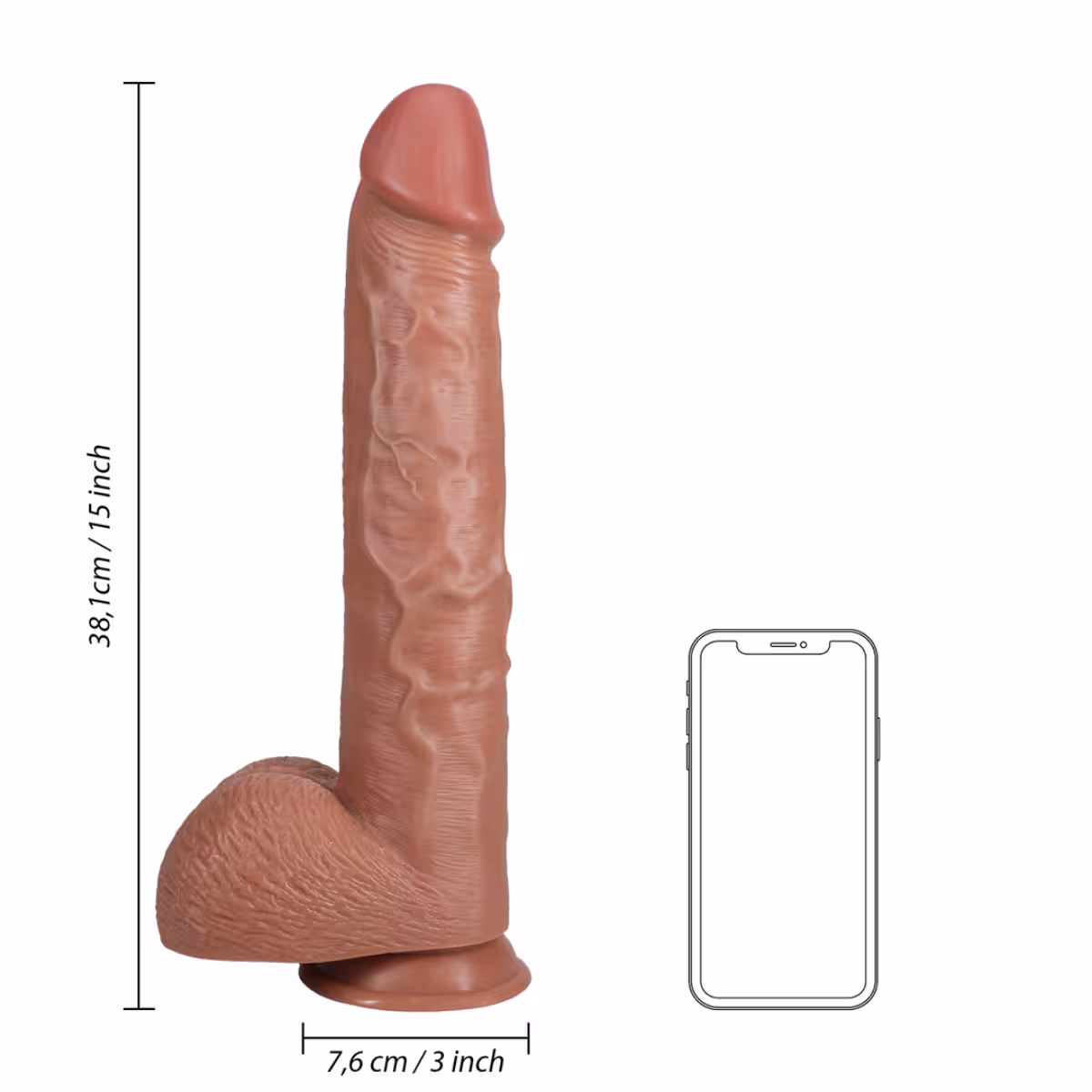 RealRock Extra Long Dildo With Balls Tan 15 Inch image 4