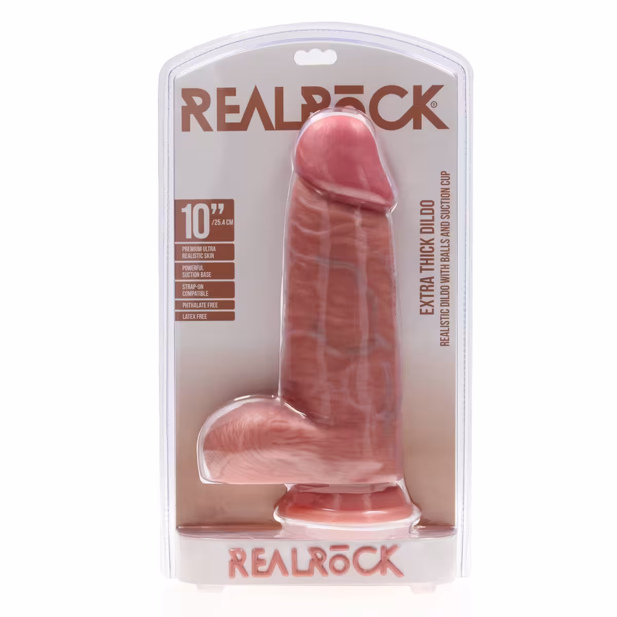 RealRock Extra Thick Dildo With Balls Flesh 10 Inch image 2