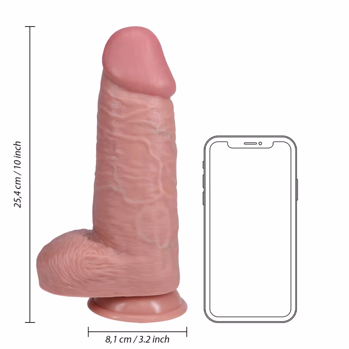 RealRock Extra Thick Dildo With Balls Flesh 10 Inch image 4