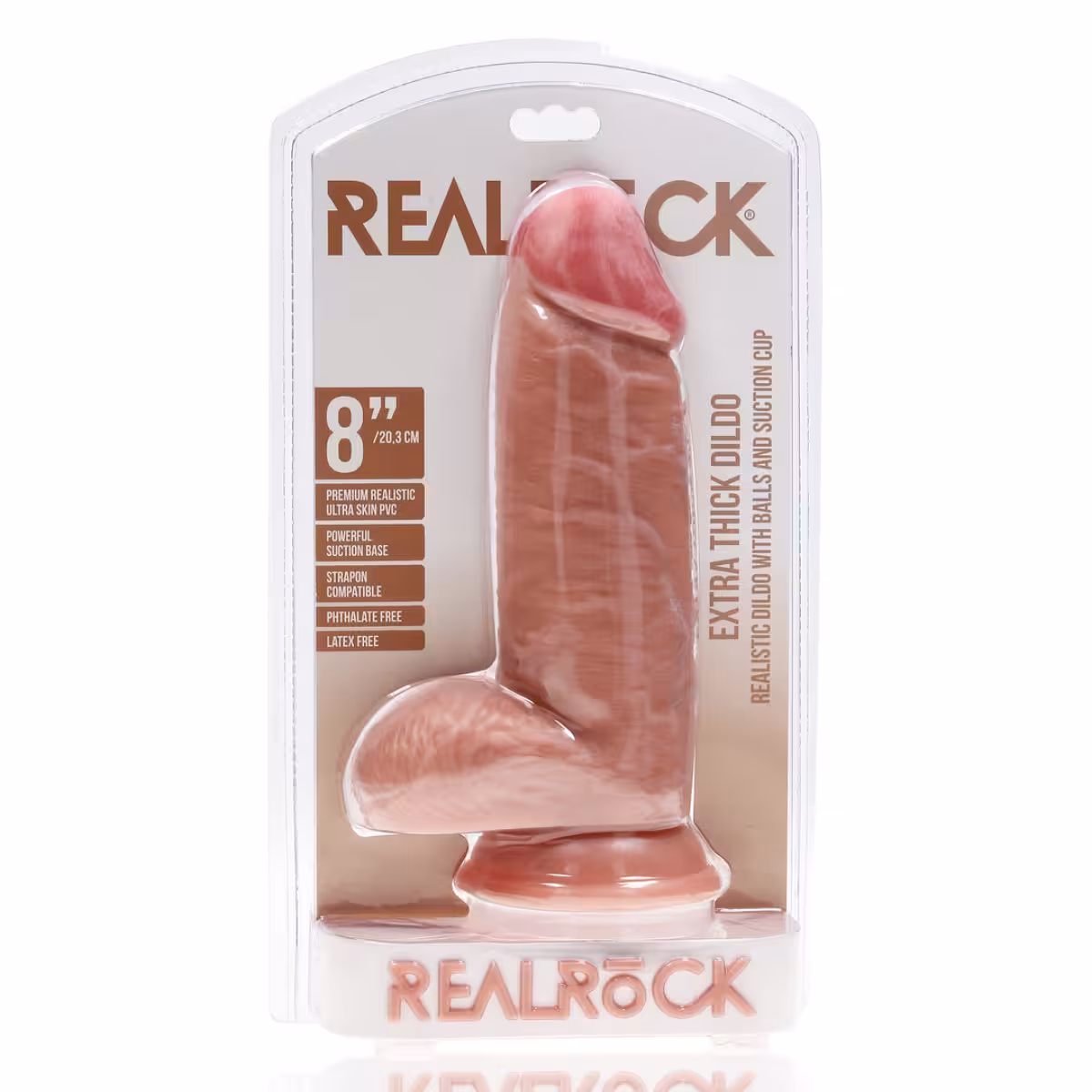 RealRock Extra Thick Dildo With Balls Flesh 8 Inch image 2