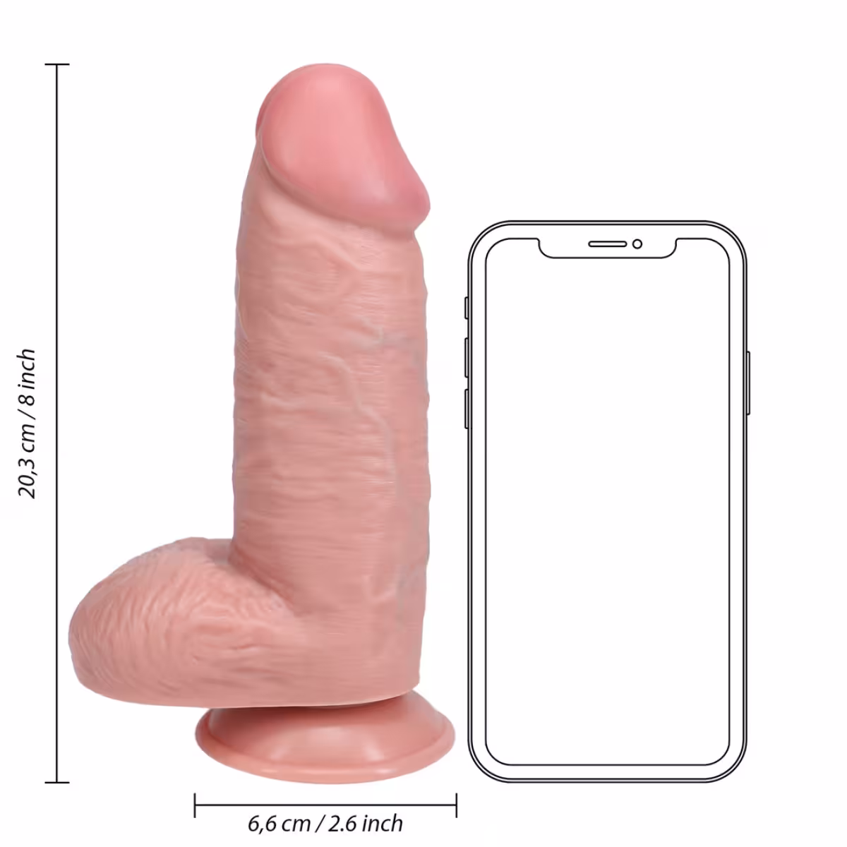 RealRock Extra Thick Dildo With Balls Flesh 8 Inch image 4