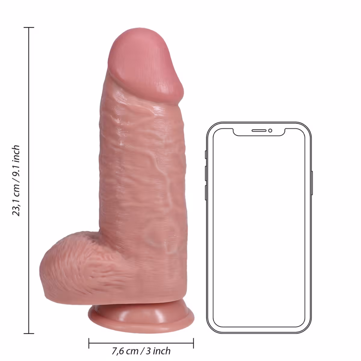RealRock Extra Thick Dildo With Balls Pink 9 Inch image 4