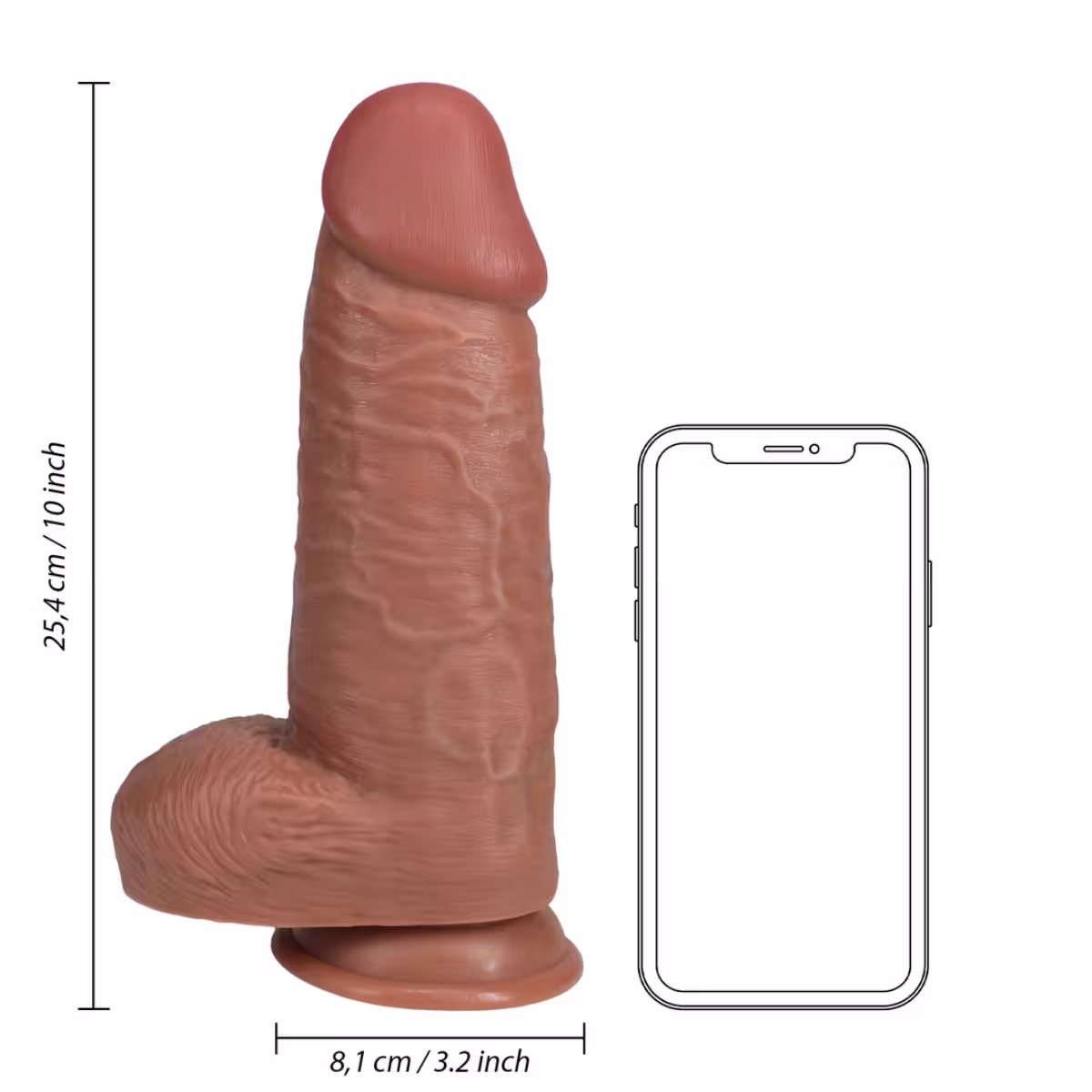 RealRock Extra Thick Dildo With Balls Tan 10 Inch image 4