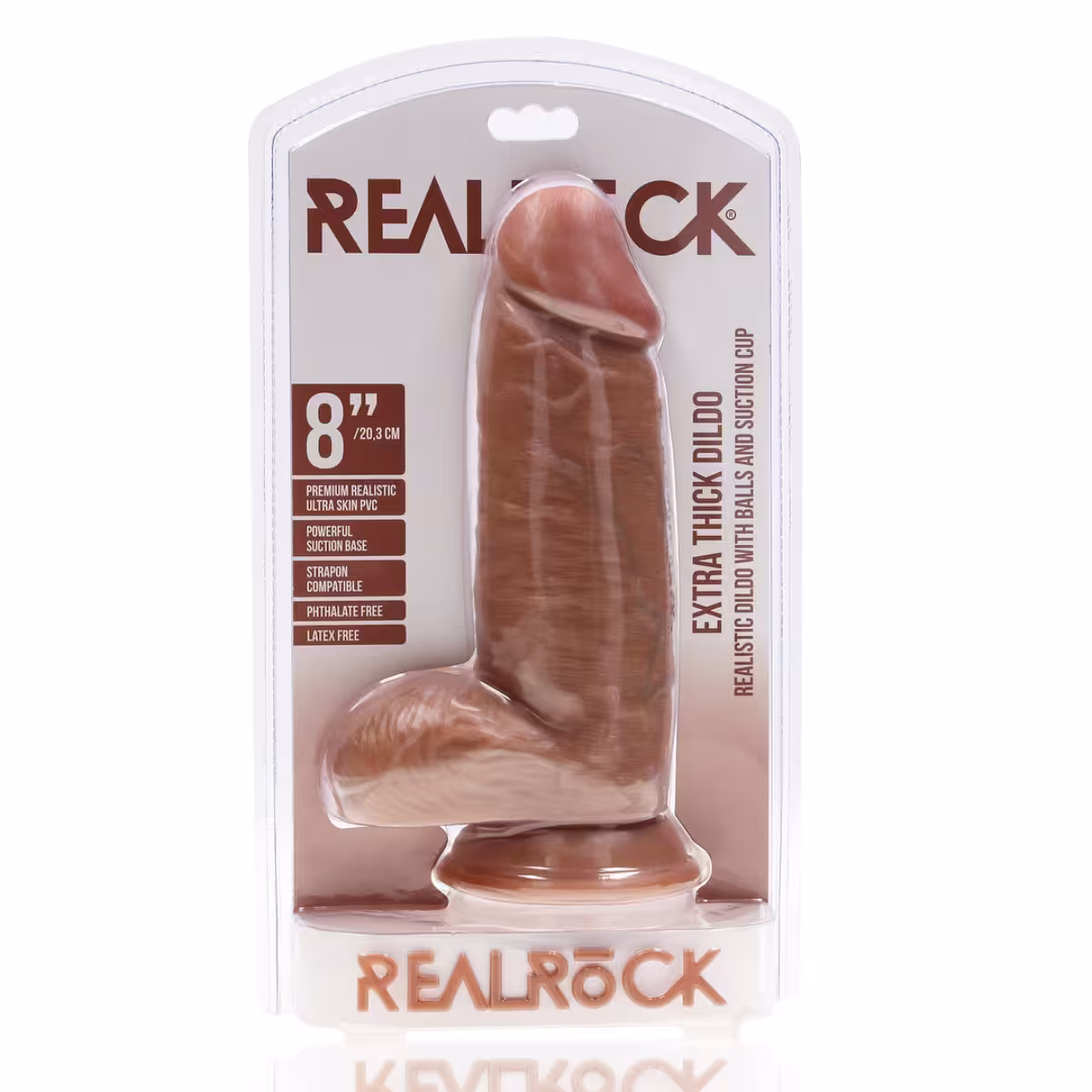 RealRock Extra Thick Dildo With Balls Tan 8 Inch image 2