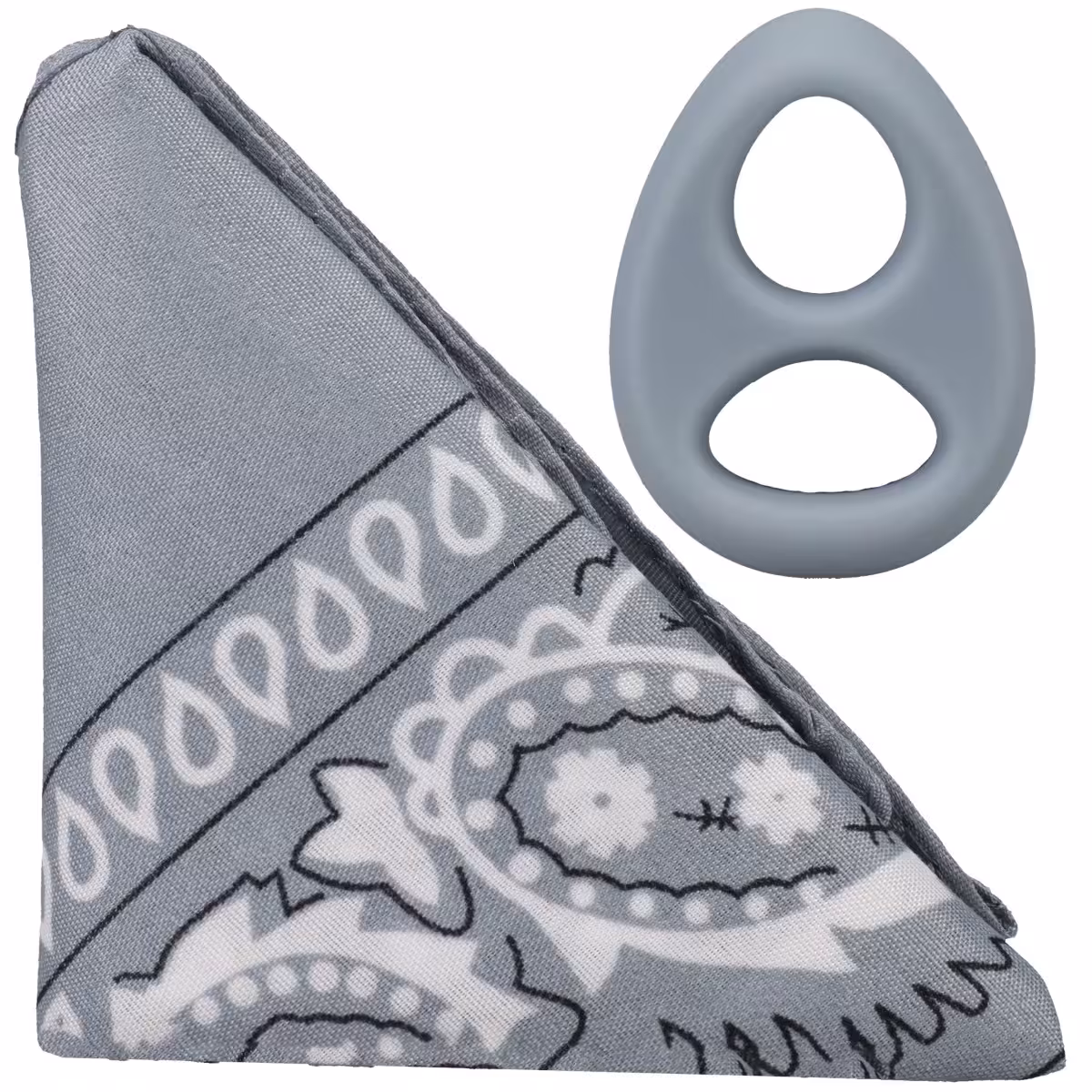 Rock Solid The Code Silicone Cock Ring with Bandana – Gray Black