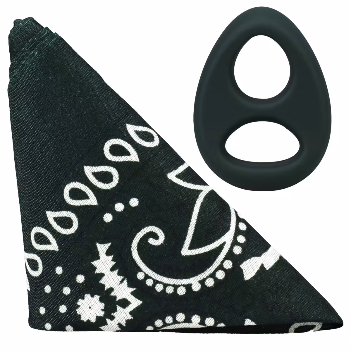 Rock Solid The Code Silicone Cock Ring with Bandana – Hunter Green & Black