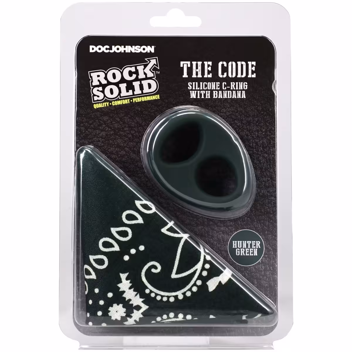 Rock Solid The Code Silicone Cock Ring with Bandana – Hunter Green & Black image 2