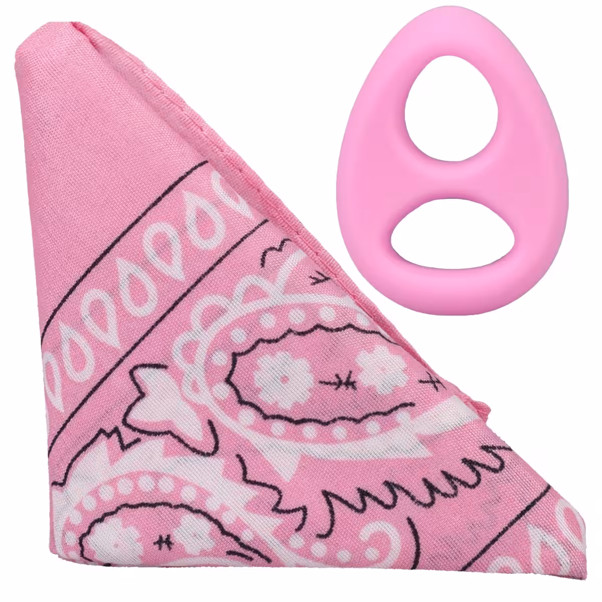 Rock Solid The Code Silicone Cock Ring with Bandana – Black/Pink