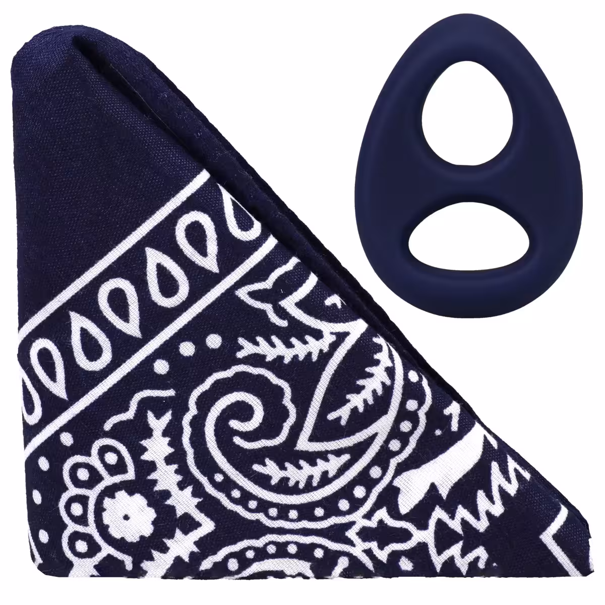 Rock Solid The Code Silicone Cock Ring with Bandana – Navy Blue & Black