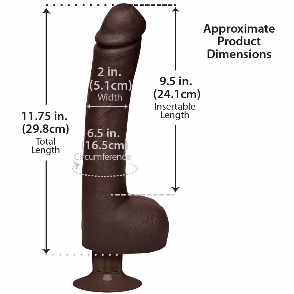 Signature Cocks Safaree Samuels Anaconda Vibrating Ultraskyn Cock with Suction Base – 12 inch Black image 3