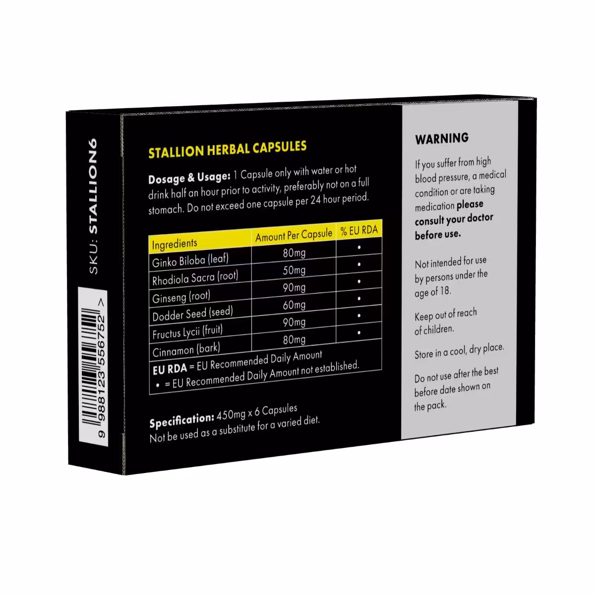 Stallion Herbal Supplement 6 pack image 2