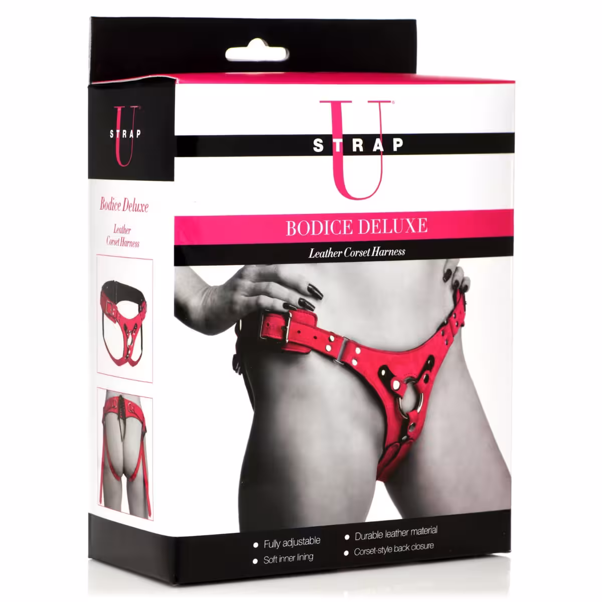 Bodice Deluxe Leather Corset Harness - Pink image 2