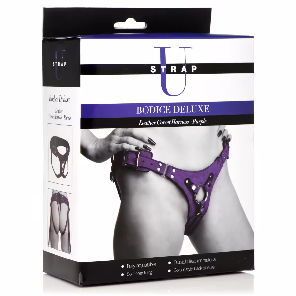 Bodice Deluxe Leather Corset Harness - Purple image 2