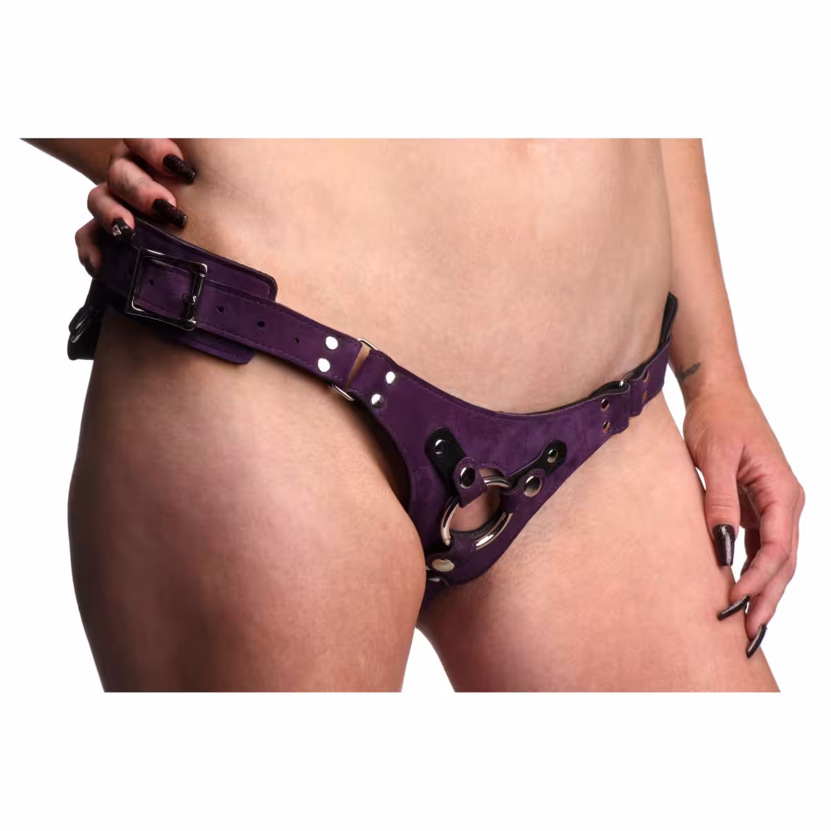 Bodice Deluxe Leather Corset Harness - Purple image 3