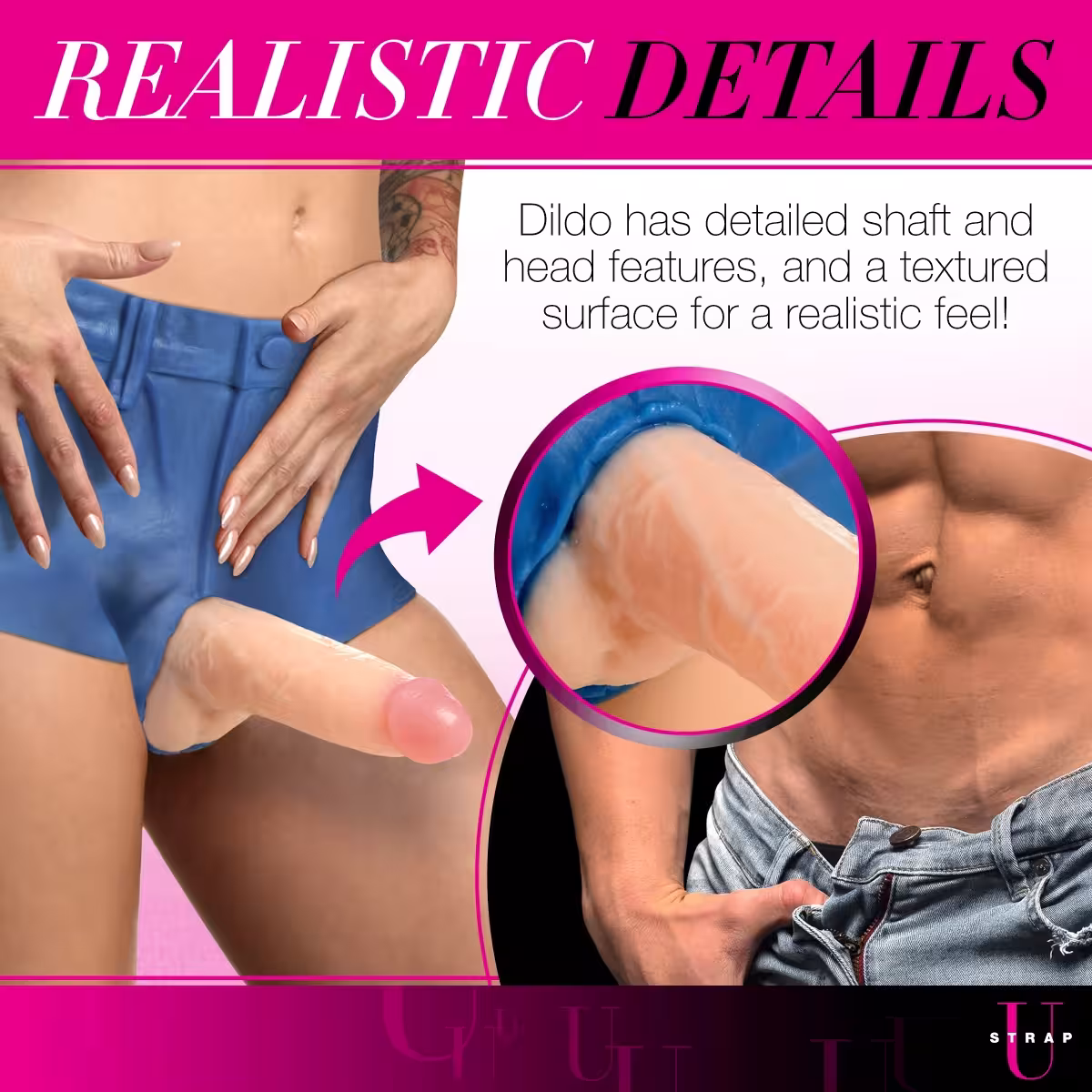 Strap U Booty Shorts 6" Dildo Silicone Strap On Harness Small image 3