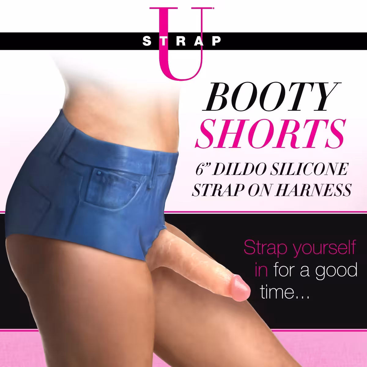 Strap U Booty Shorts 6" Dildo Silicone Strap On Harness Small image 4