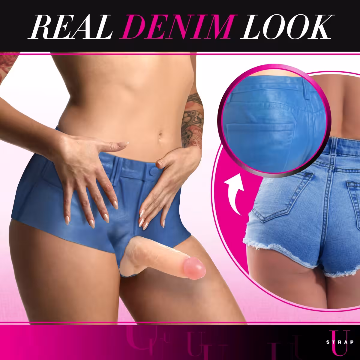 Strap U Booty Shorts 6" Dildo Silicone Strap On Harness Small image 5