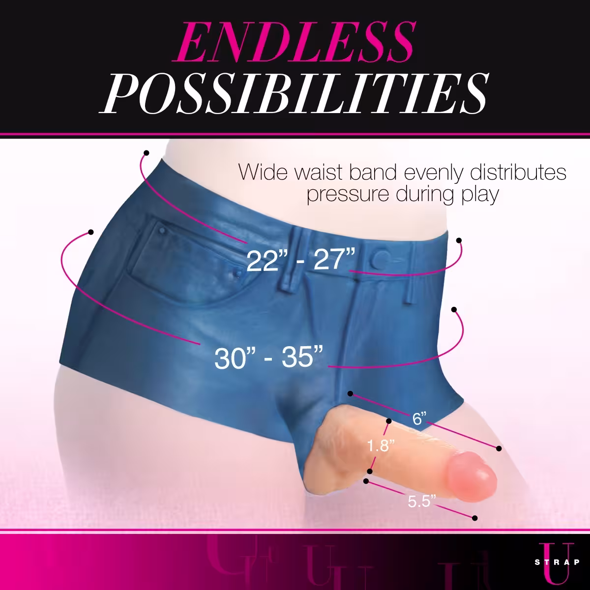 Strap U Booty Shorts 6" Dildo Silicone Strap On Harness Small image 6
