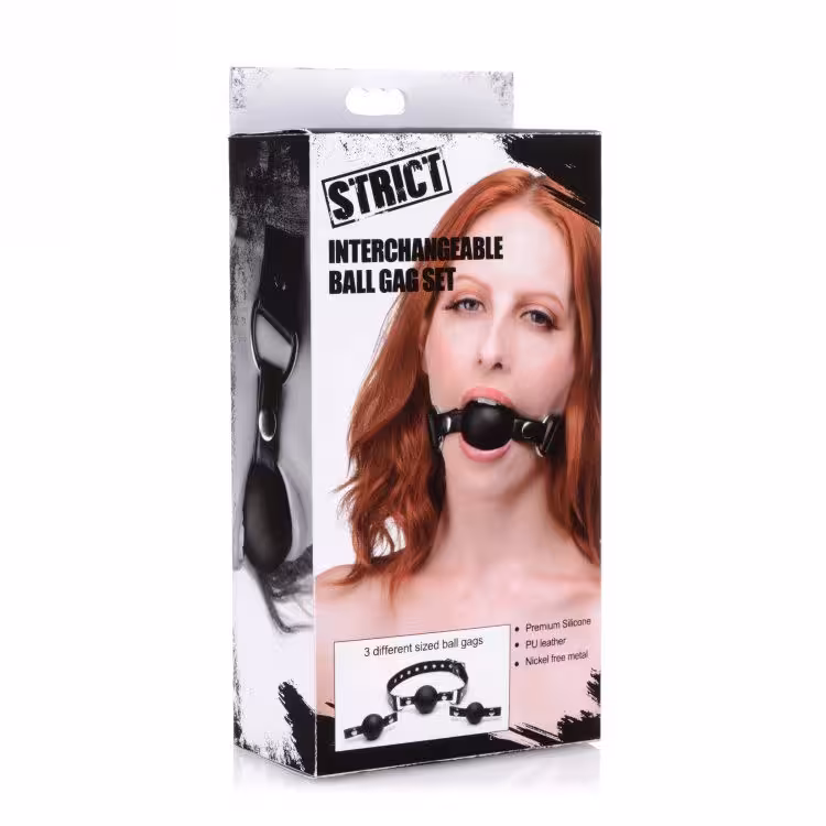 Strict Interchangeable Silicone Ball Gag Set image 2