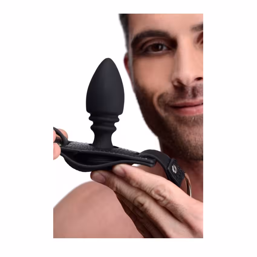 Strict Male Cock Ring Harness With Silicone Anal Plug image 4