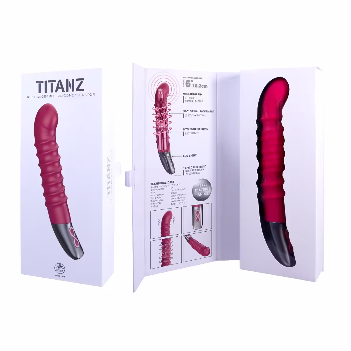 Titanz Spiral 6-Inch Rechargeable Vibrator in Pink image 2