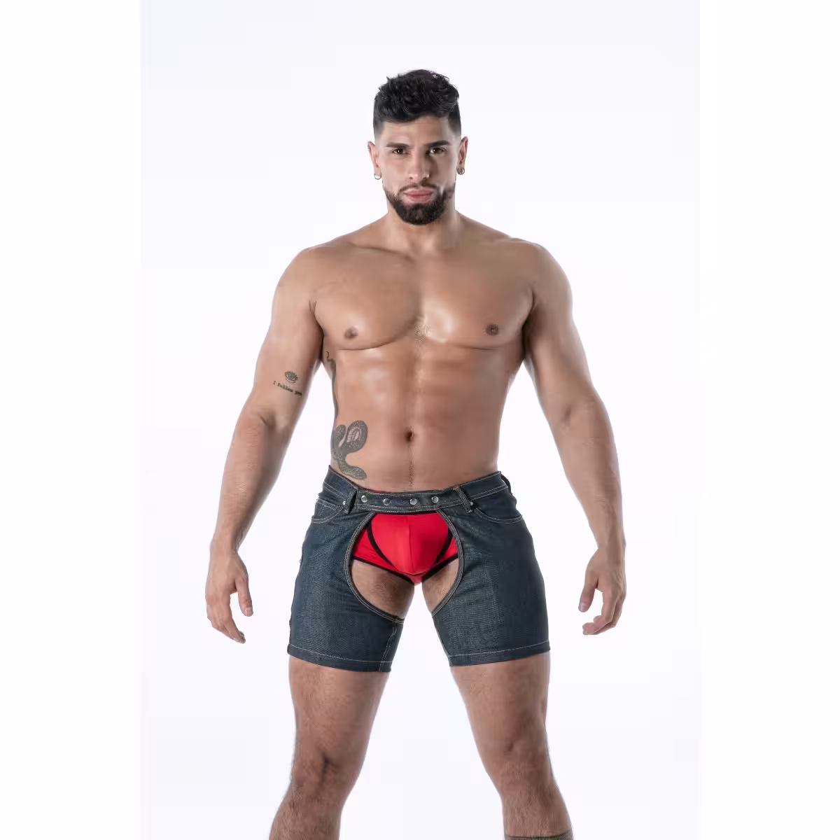 TOF Paris Raw Denim Chaps Shorts Large – Premium Denim Shorts for Modern Comfort