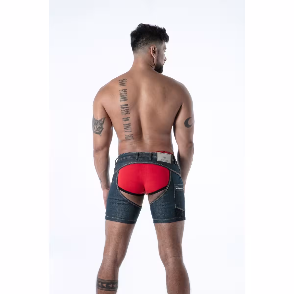 TOF Paris Raw Denim Chaps Shorts Large – Premium Denim Shorts for Modern Comfort image 2