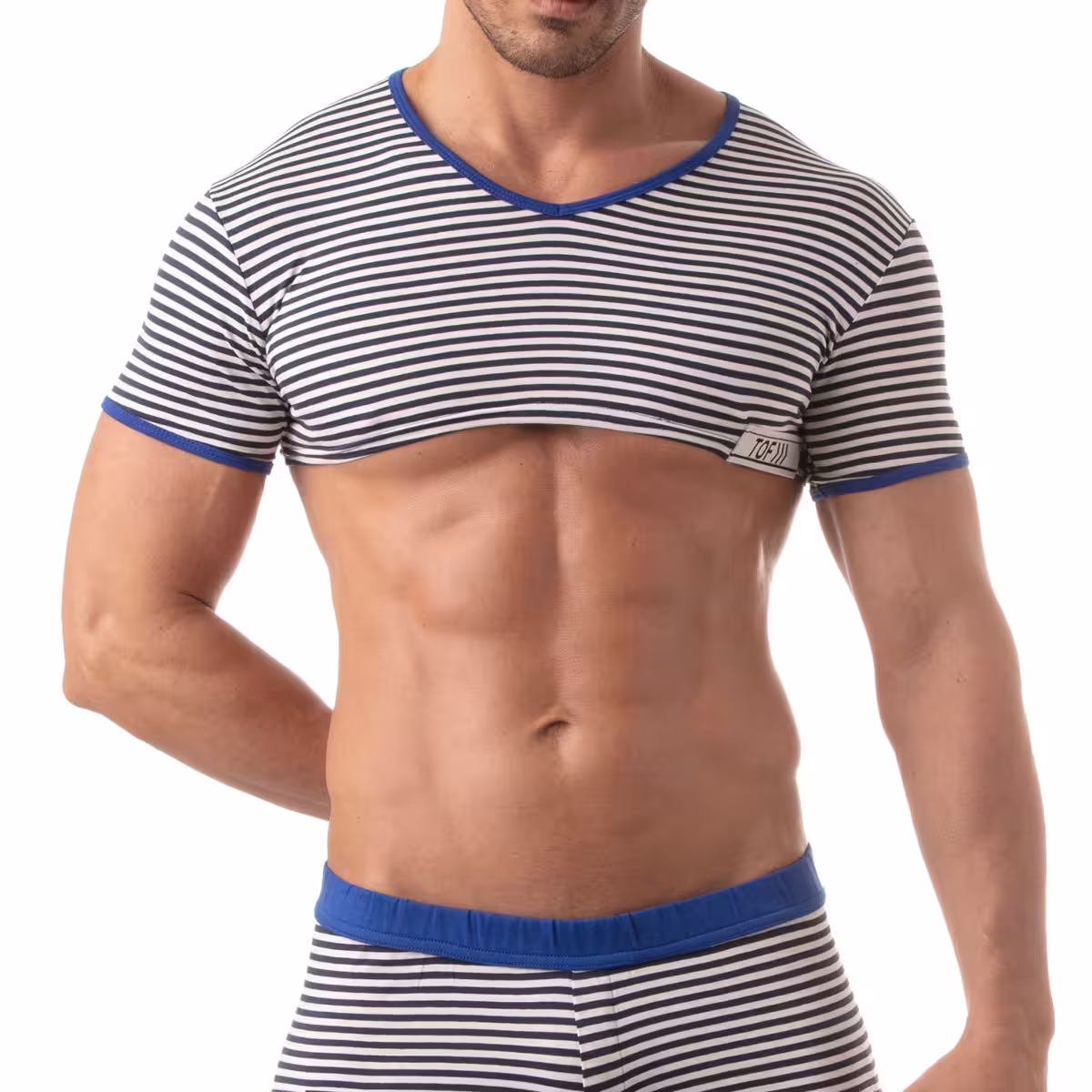 TOF Paris Sailor Crop Top Blue Large – Summer Style with Nautical Charm