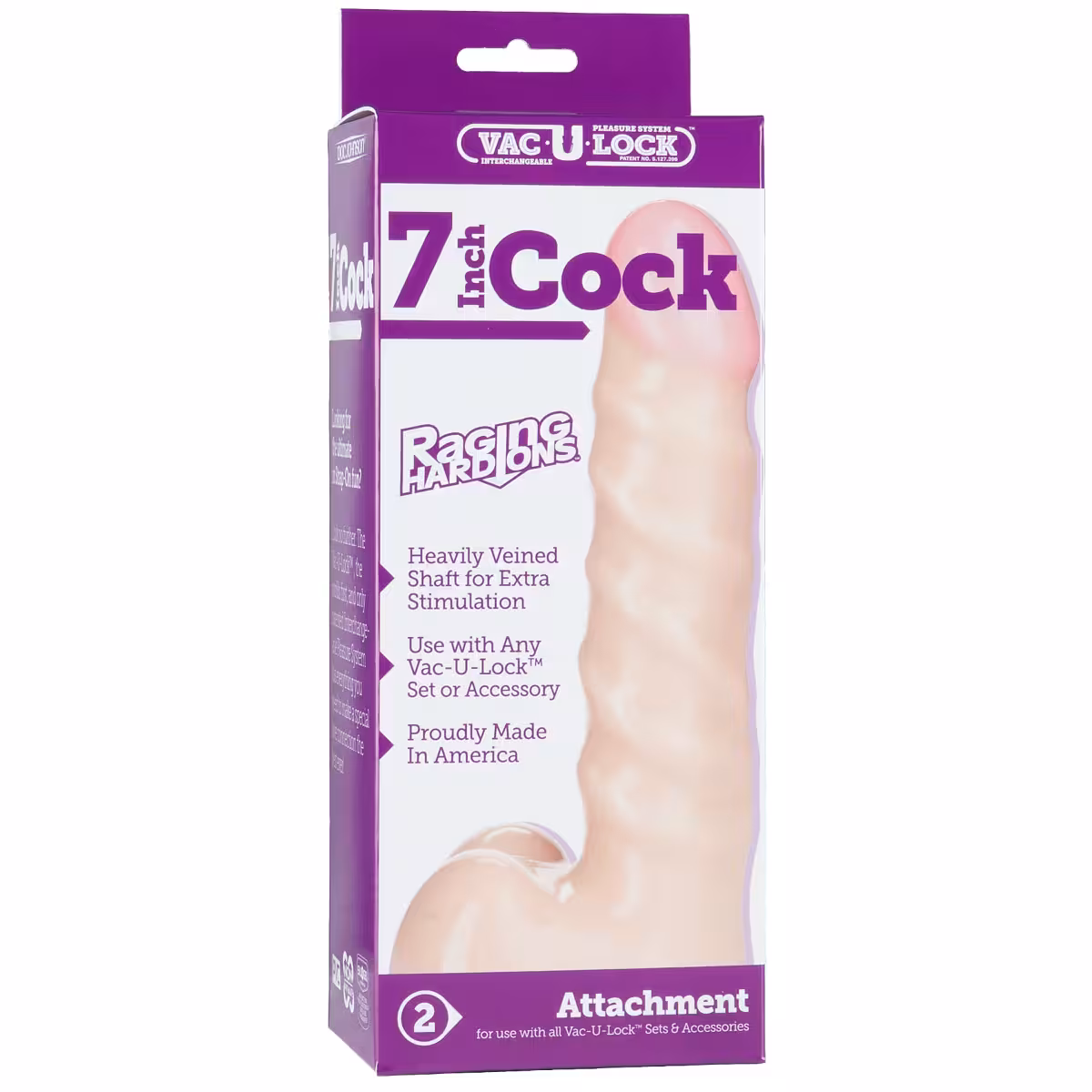 Doc Johnson Vac U Lock Raging Hard Ons Cock Dildo 7inch Vanilla image 2