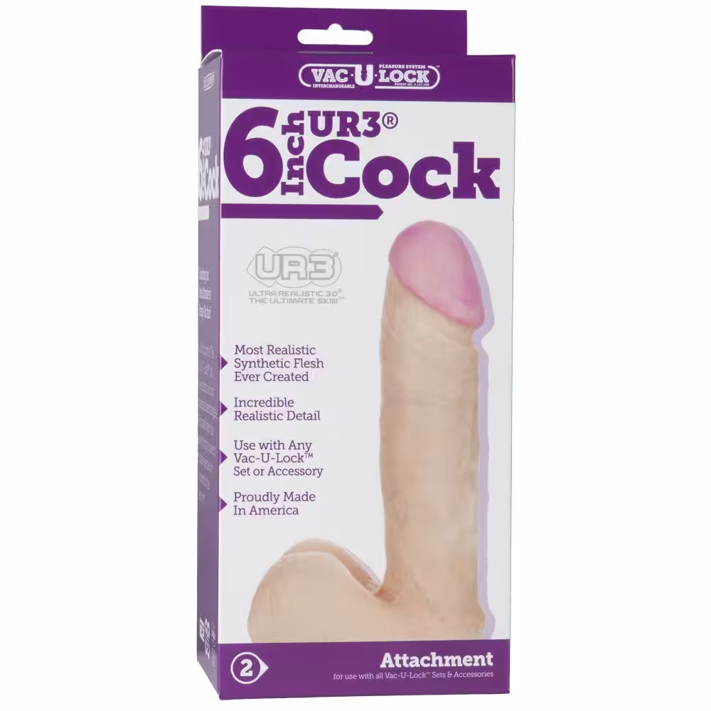 Doc Johnson Vac U Lock White UR3 Cock Flesh 6in image 2