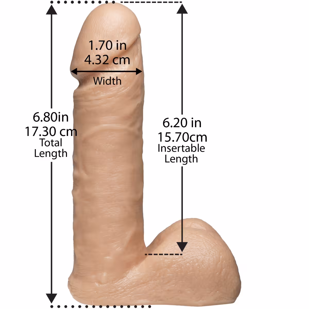 Doc Johnson Vac U Lock White UR3 Cock Flesh 6in image 3
