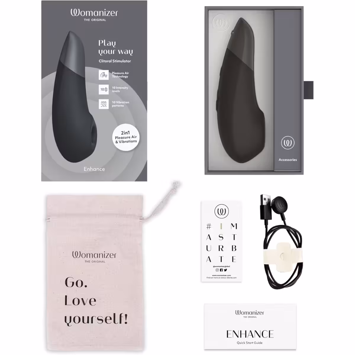 Womanizer Enhance Black – 2-in-1 Clitoral Stimulator with Pleasure Air & Vibrations image 2