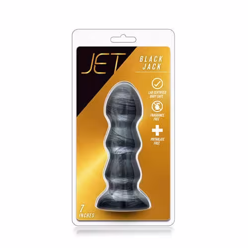 Jet Black Jack Large Ribbed Butt Plug 7 inches image 2