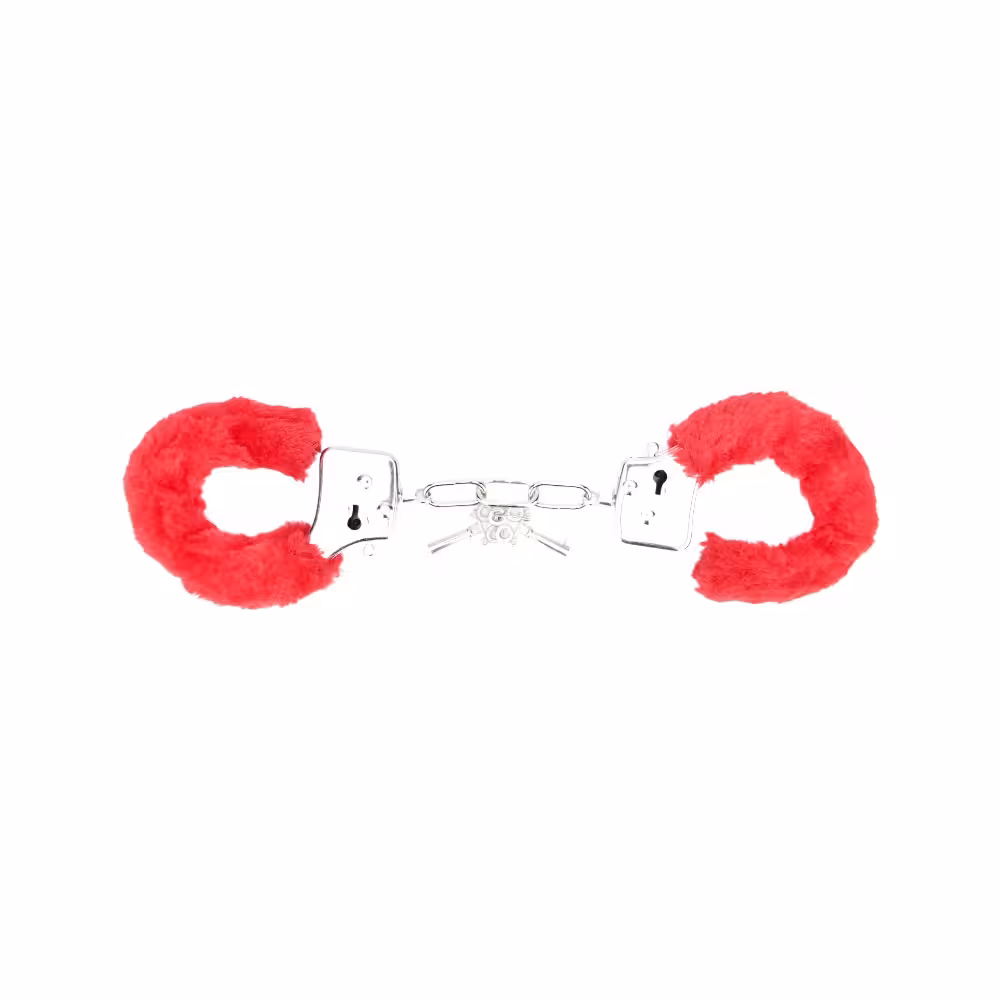 Bound to Play. Heavy Duty Furry Handcuffs Red image 2