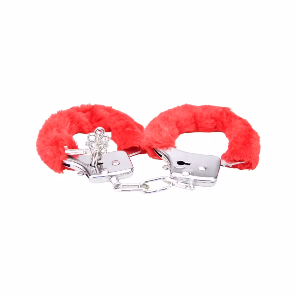 Bound to Play. Heavy Duty Furry Handcuffs Red image 3