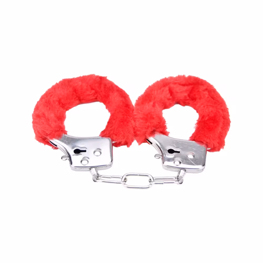 Bound to Play. Heavy Duty Furry Handcuffs Red image 4
