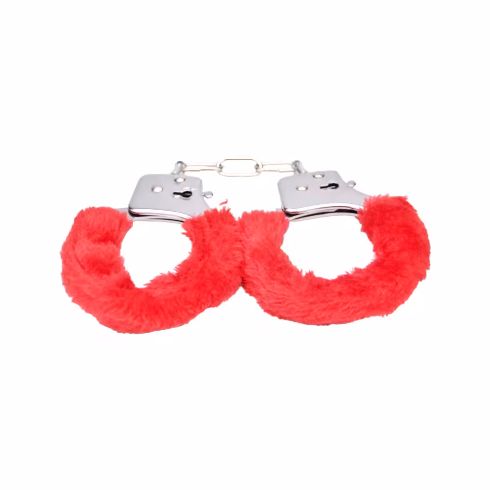 Bound to Play. Heavy Duty Furry Handcuffs Red image 5