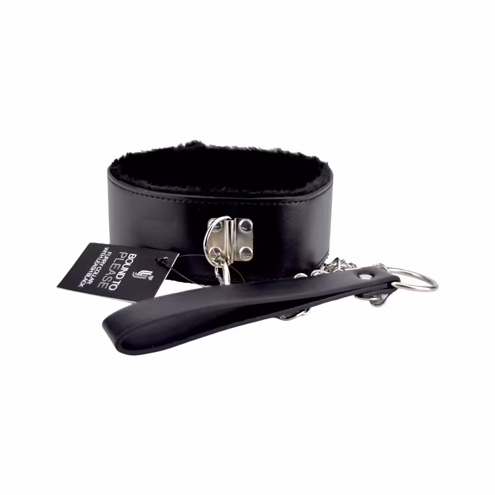 Bound to Please Furry Collar with Leash Black image 2
