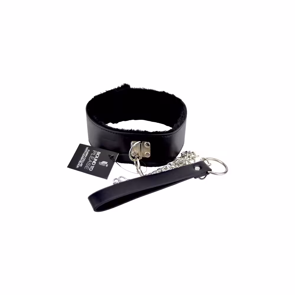 Bound to Please Furry Collar with Leash Black image 4