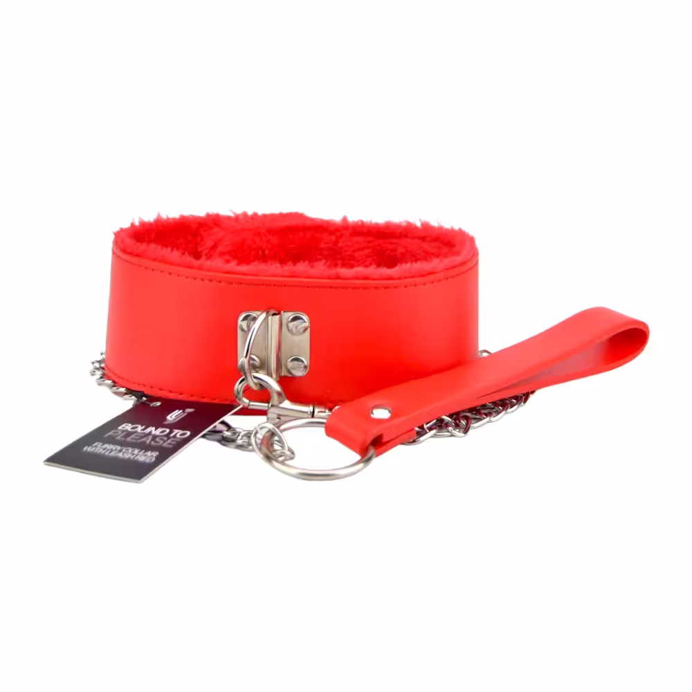 Bound to Please Furry Collar with Leash Red image 2