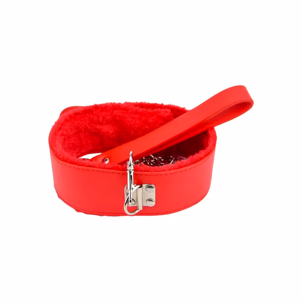 Bound to Please Furry Collar with Leash Red image 3