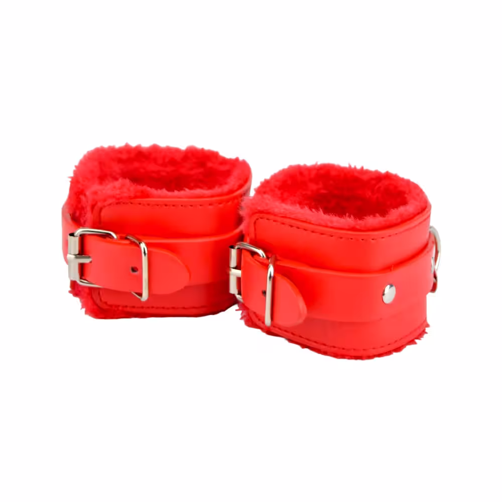 Bound to Please Furry Plush Wrist Cuffs Red image 5