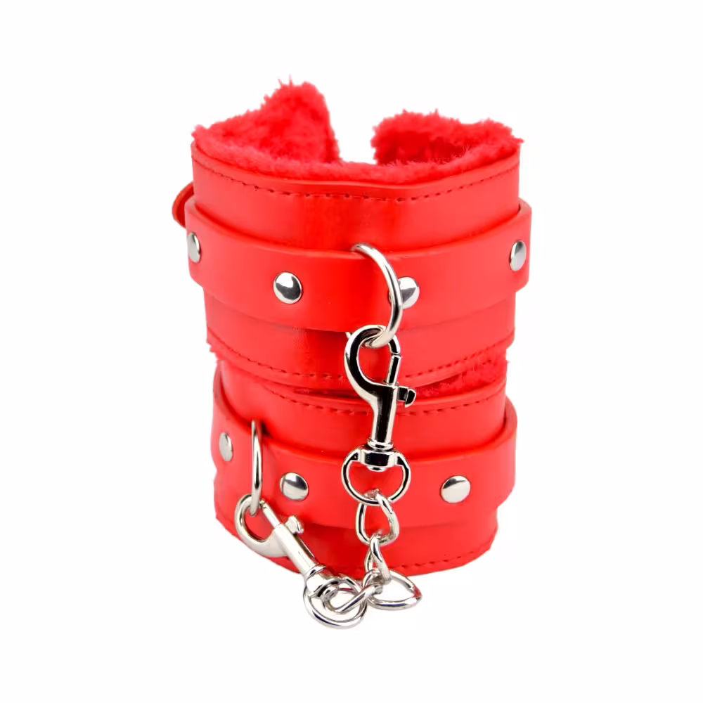 Bound to Please Furry Plush Wrist Cuffs Red image 6