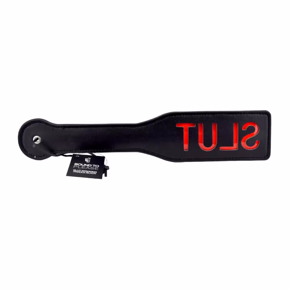 Bound to Please SLUT Spanking Paddle Black image 2