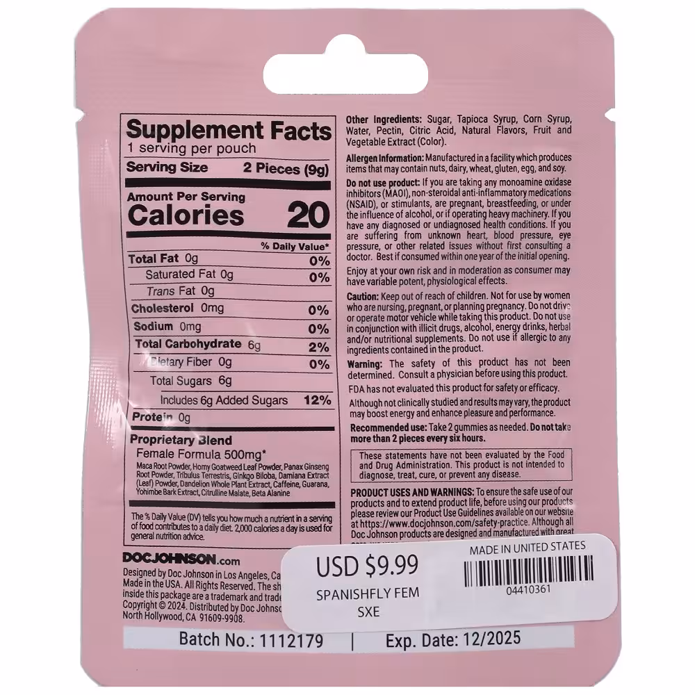 Spanish Fly Female Sex Gummies (2 pack) image 4