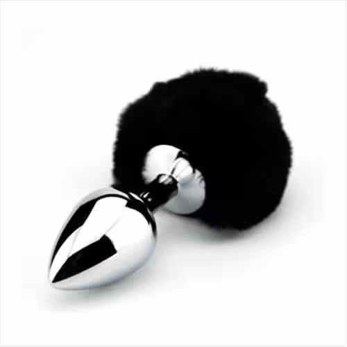 Furry Fantasy Black Bunny Tail Butt Plug image 2