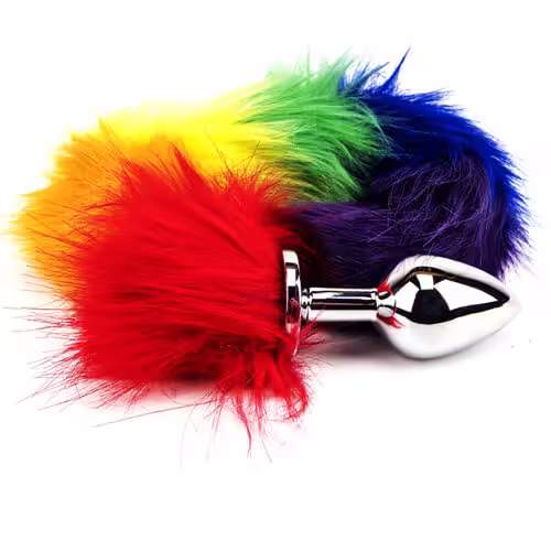 Furry Fantasy Rainbow Tail Butt Plug image 2