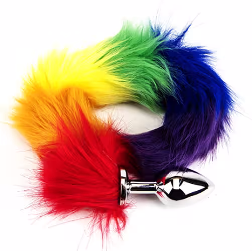 Furry Fantasy Rainbow Tail Butt Plug image 3